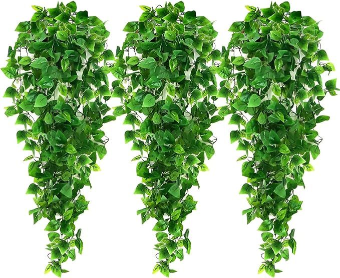 Ageomet 3pcs Artificial Hanging Plants, 3.6ft Fake Ivy Vine for Wall House Room Indoor Outdoor De... | Amazon (US)