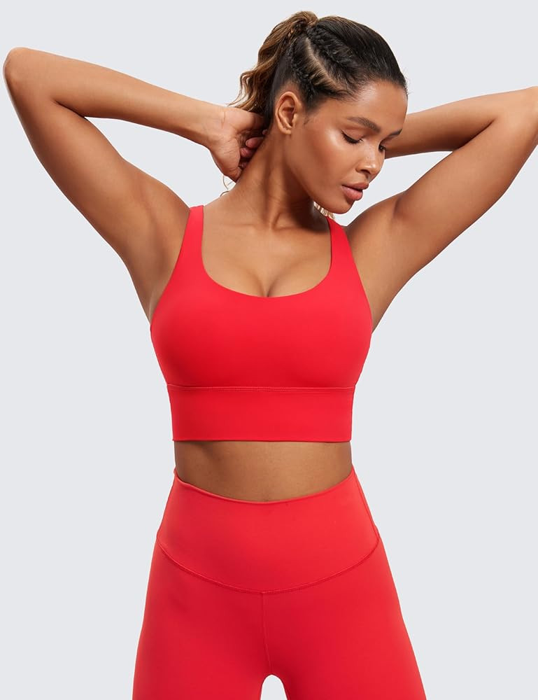 CRZ YOGA Naked Feeling Strappy Longline Sports Bras for Women - Medium Impact Criss Cross Yoga Pa... | Amazon (US)