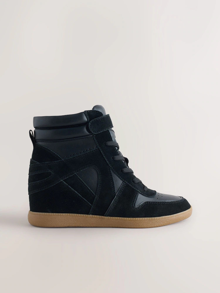 Buy Black Suede Forever Comfort® Lace Up Wedge Trainers from Next Ireland | Next EU