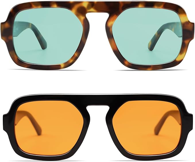 VANLINKER Oversized Retro Square Aviator Sunglasses for Women Men 70s Vintage Style Trendy Big Fl... | Amazon (US)