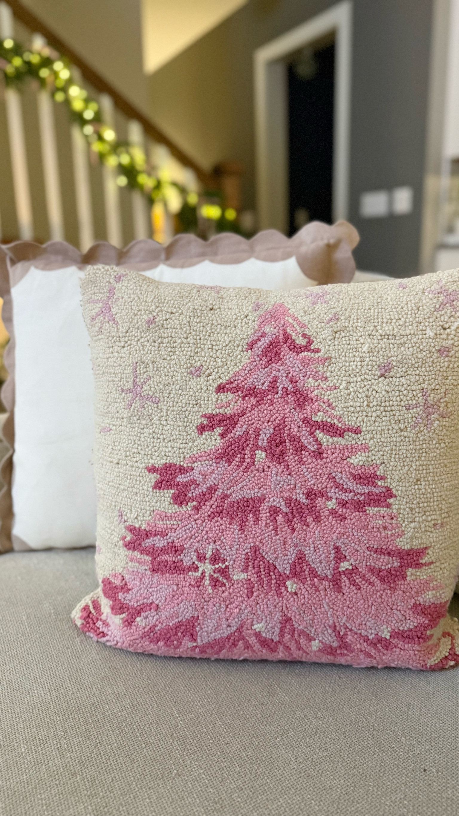 Pink Christmas pillow!! I love this hand hooked pink Christmas tree pillow from Amazon - such a great quality. 

#LTKSeasonal #LTKHoliday #LTKHome