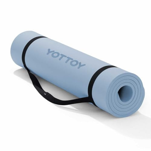 YOTTOY Yoga Mat，Extra Thick Yoga Mat (1/2inch),Professional TPE Exercise Mat,Non-Slip Workout Mat for Yoga, Pilates, Fitness, Barefoot Workouts, Home Gym Studio with Strap | Amazon (US)