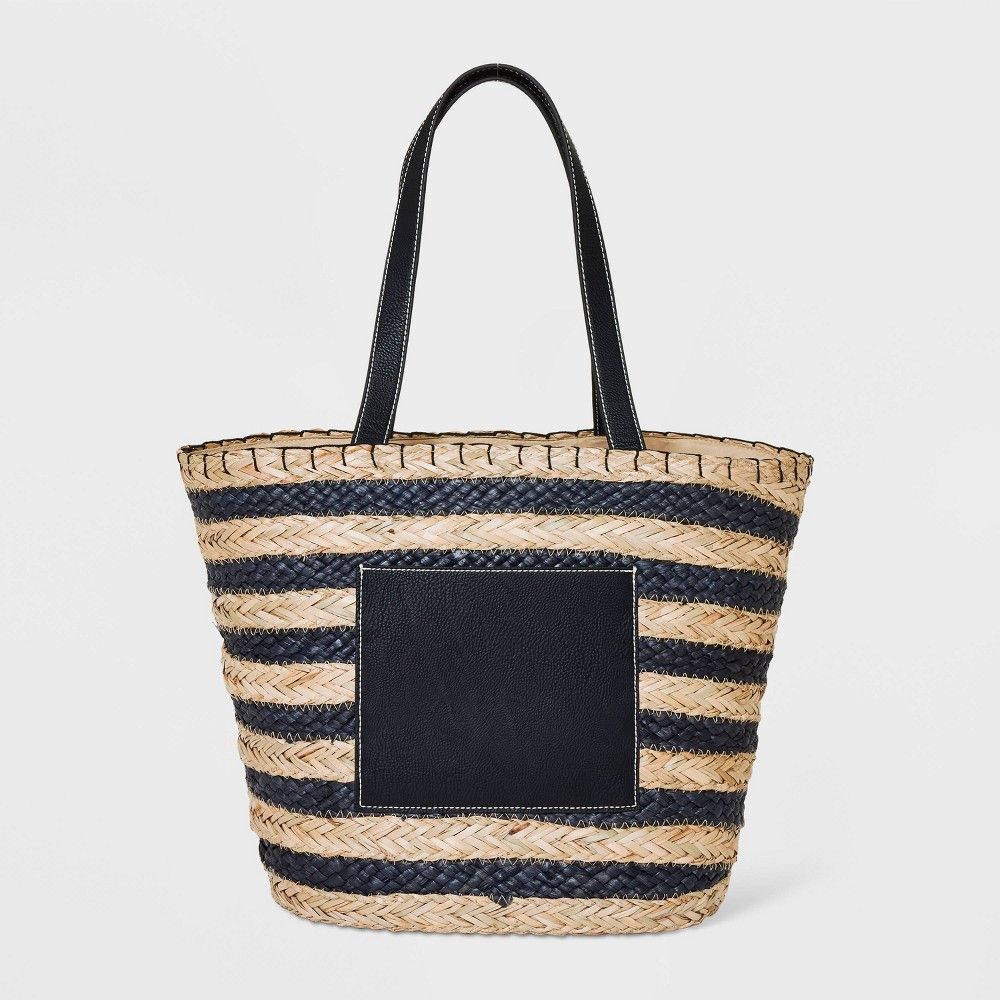 Striped Straw Basket Tote Handbag - Universal Thread Black | Target