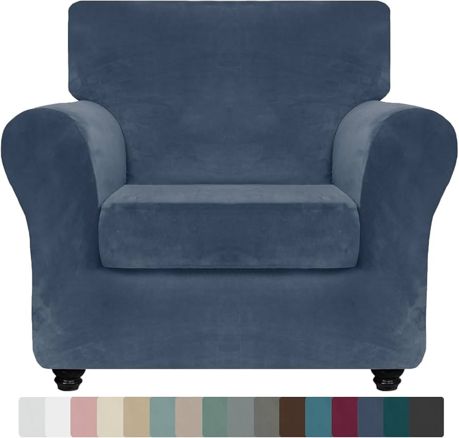 ZNSAYOTX Luxury Velvet Chair Slipcovers with Arms 2 Piece Stretch Chair Covers for Living Room Th... | Amazon (US)