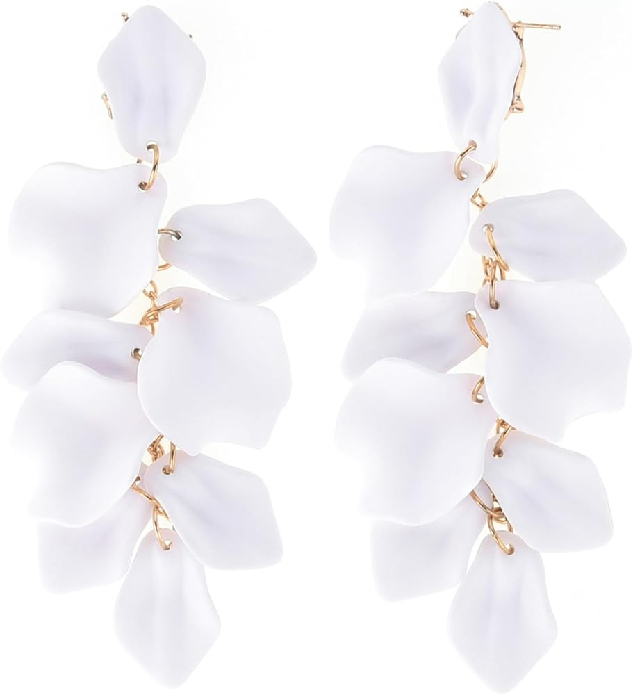 Layered Tassel Bohemian Dangle Earrings, Acrylic Rose Petal Drop Earrings Holiday Festive Costume... | Amazon (US)