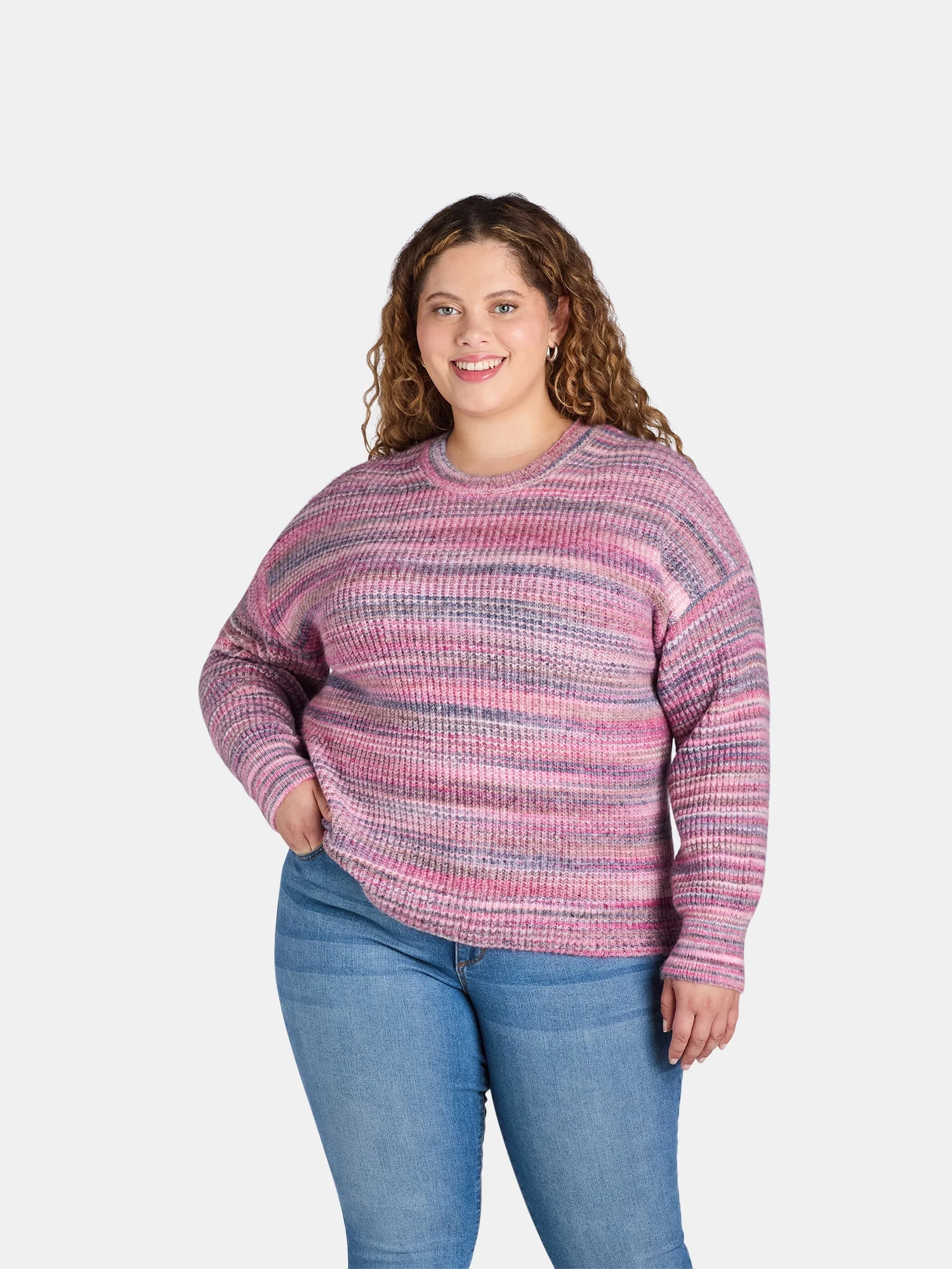 Time and Tru Women’s and Women's Plus Space Dyed Pullover Sweater, Sizes XS-4X | Walmart (US)