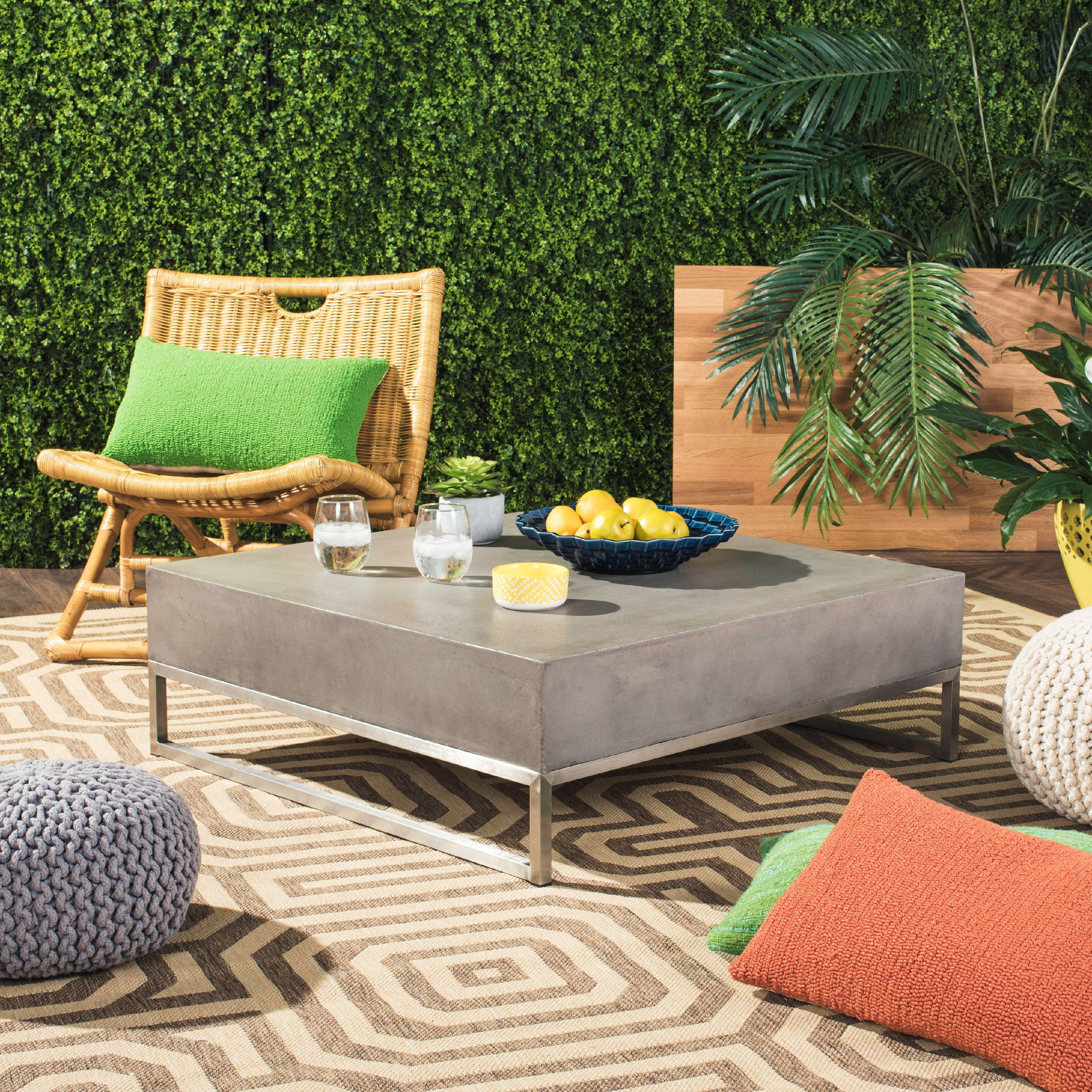Safavieh Eartha Outdoor Concrete Square Coffee Table - Dark Grey | Walmart (US)