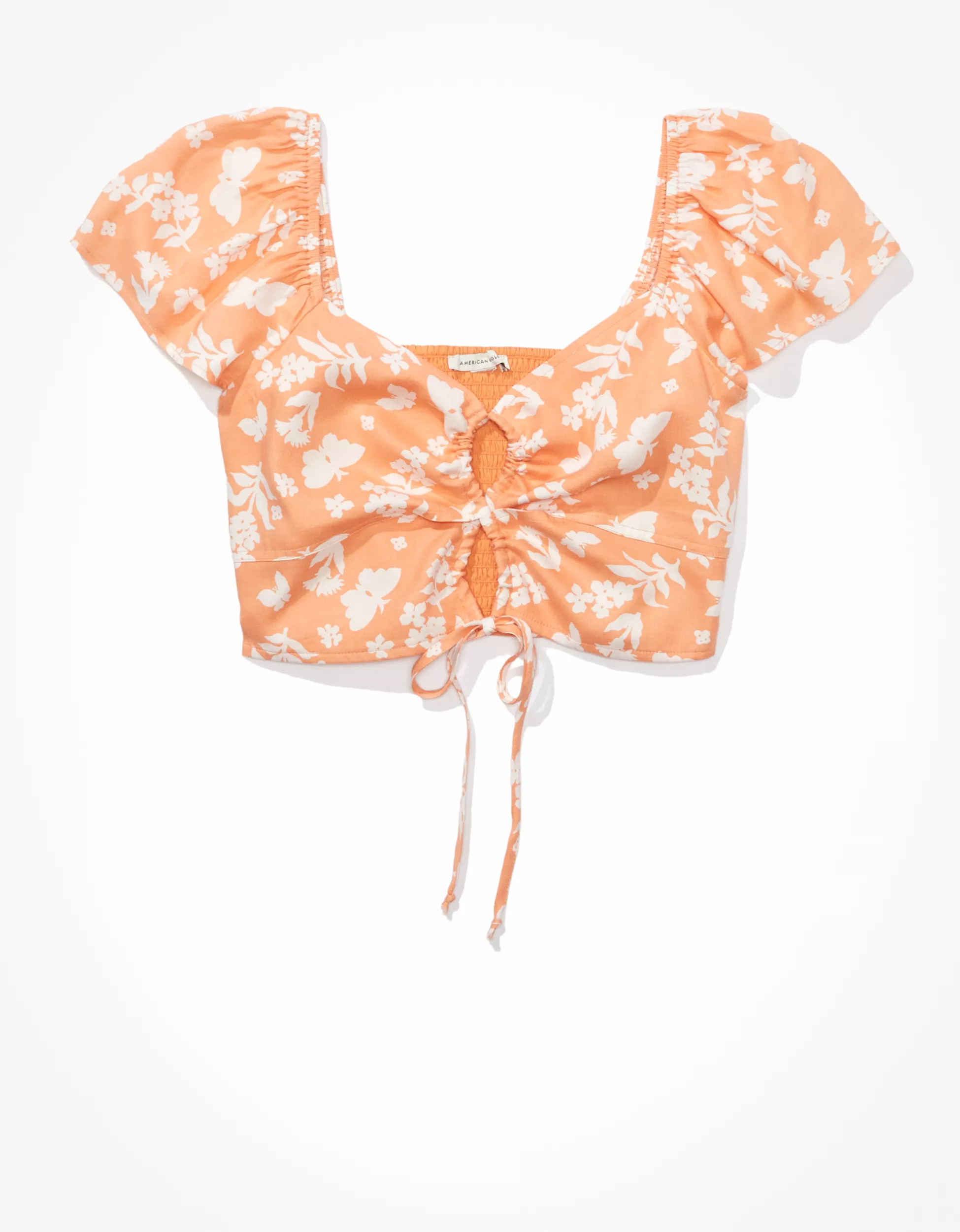AE Cut-Out Flutter Sleeve Blouse | American Eagle Outfitters (US & CA)