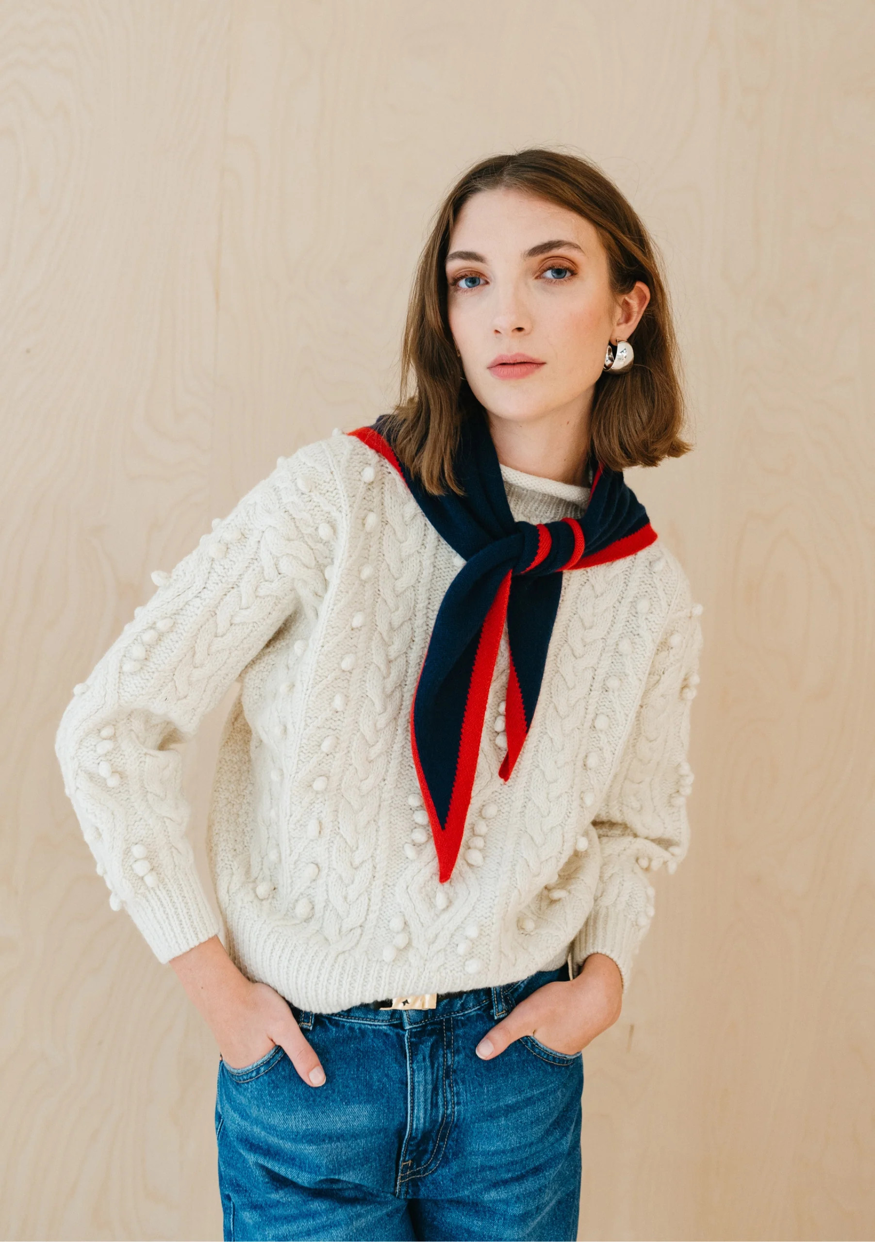 Merino Triangle Scarf in Navy & Red | The Tartan Blanket Co.