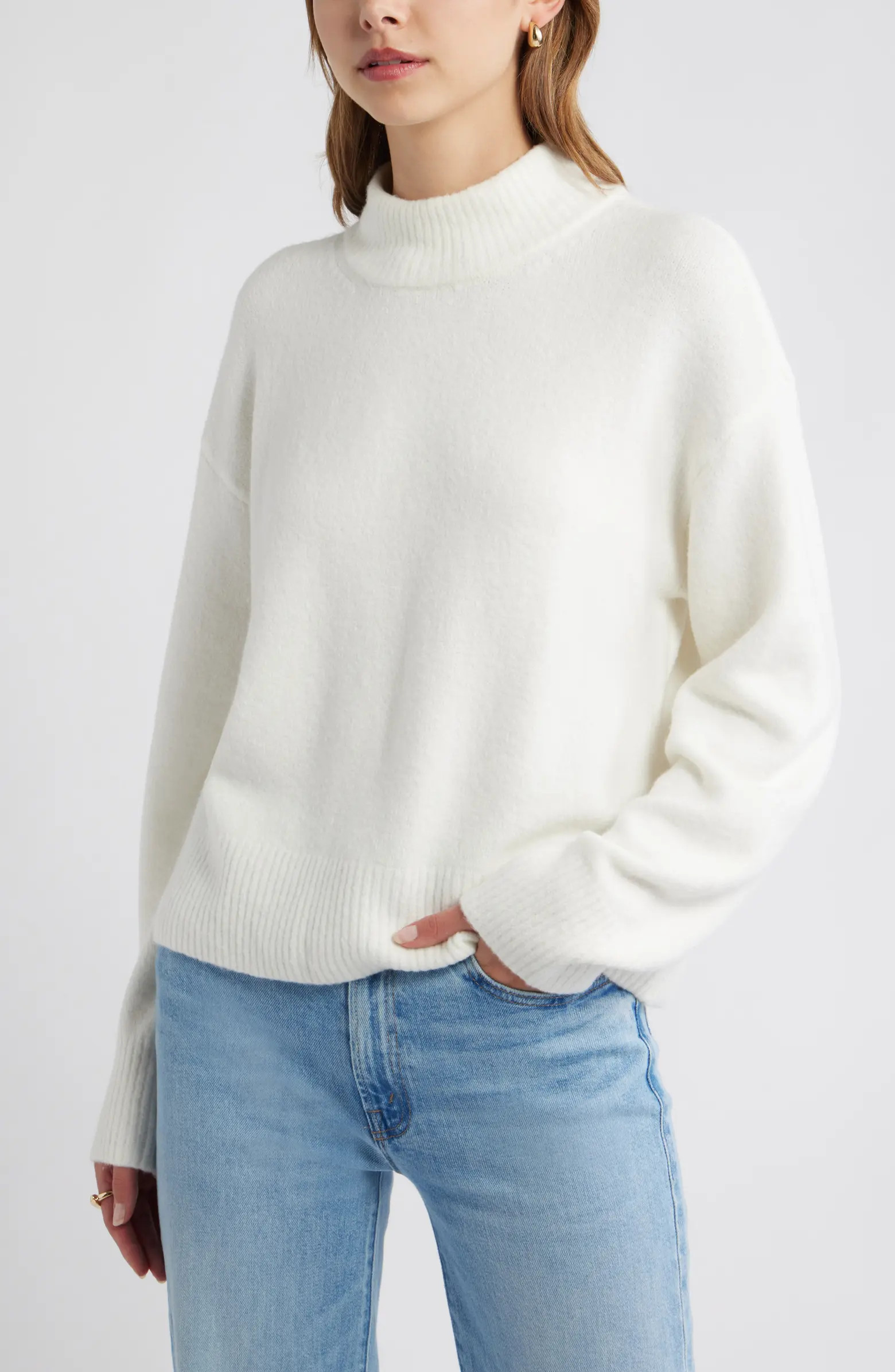 Open Edit Boxy Mock Neck Sweater | Nordstrom | Nordstrom