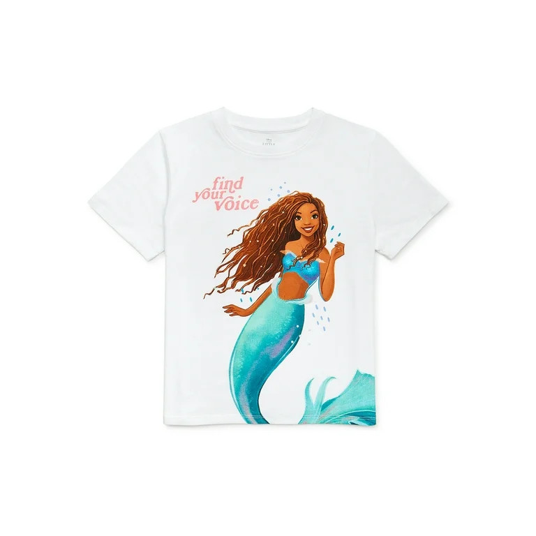 Little Mermaid Girls Graphic T-Shirt with Short Sleeves, Sizes 4-16 | Walmart (US)