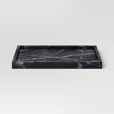 Marble Rectangle Tray Black - Threshold™: Elegant Home Decor, Raised Sides, Tabletop Display | Target
