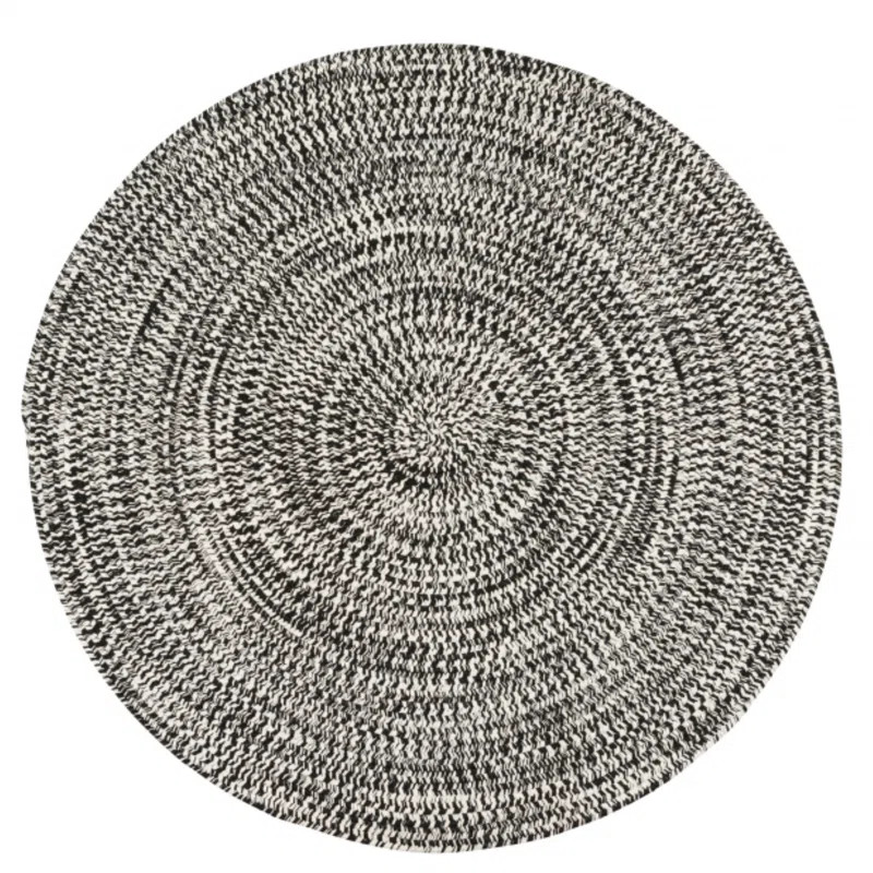 Longe Braided Black & White Tweed Indoor/Outdoor Rug | Wayfair North America