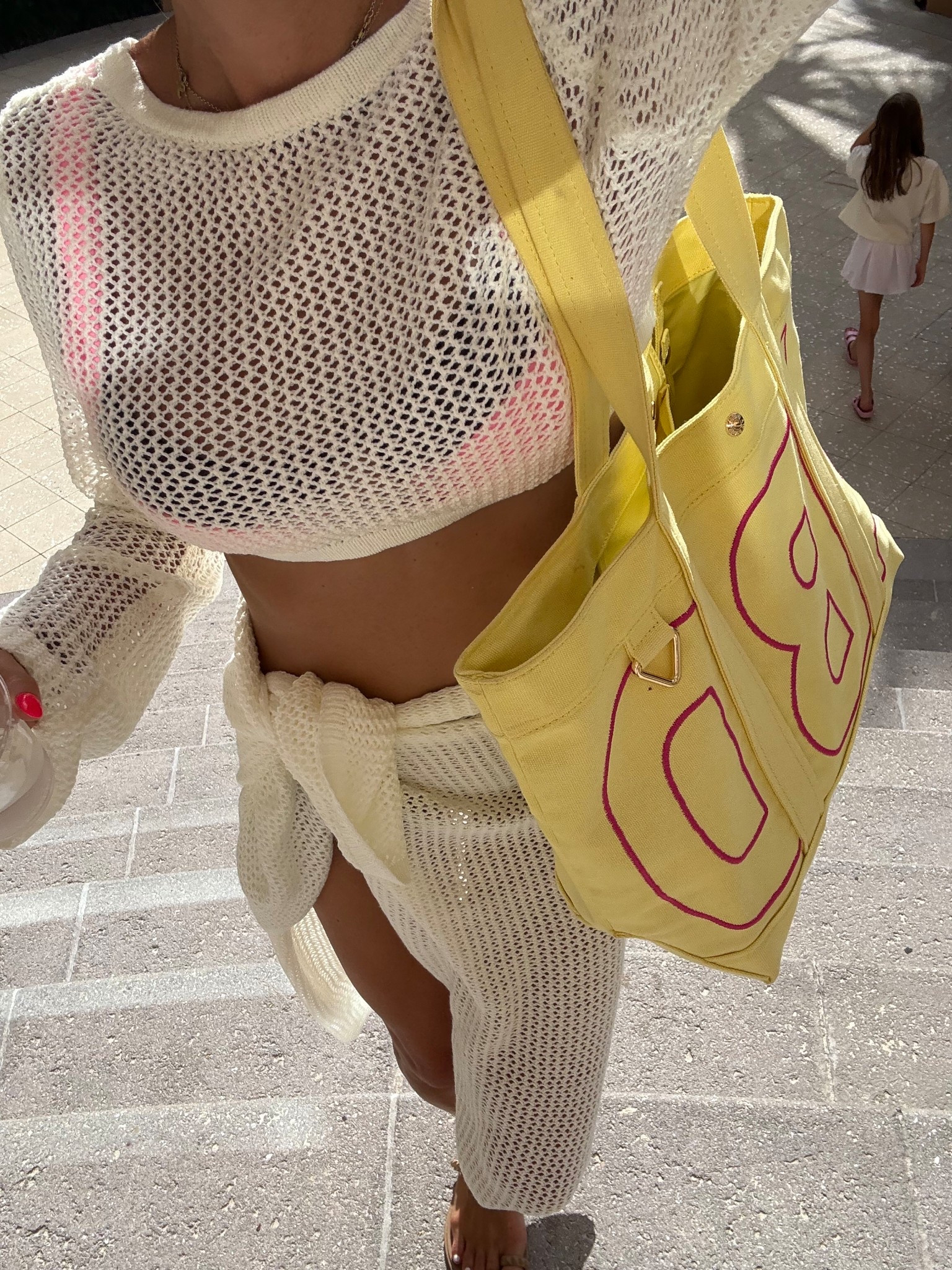 Favorite Amazon swim cover up in white wearing smallest size, butter yellow tote bag 
Beach day outfit 

#LTKTravel #LTKPetite #LTKSwim