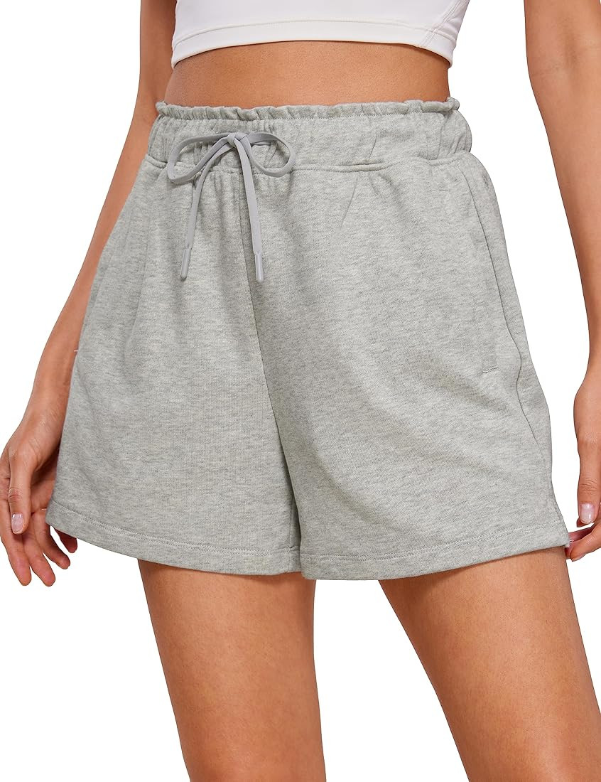 CRZ YOGA Comfy Cotton Sweat Shorts for Women Casual Summer Drawstring Gym Lounge Shorts Workout J... | Amazon (US)