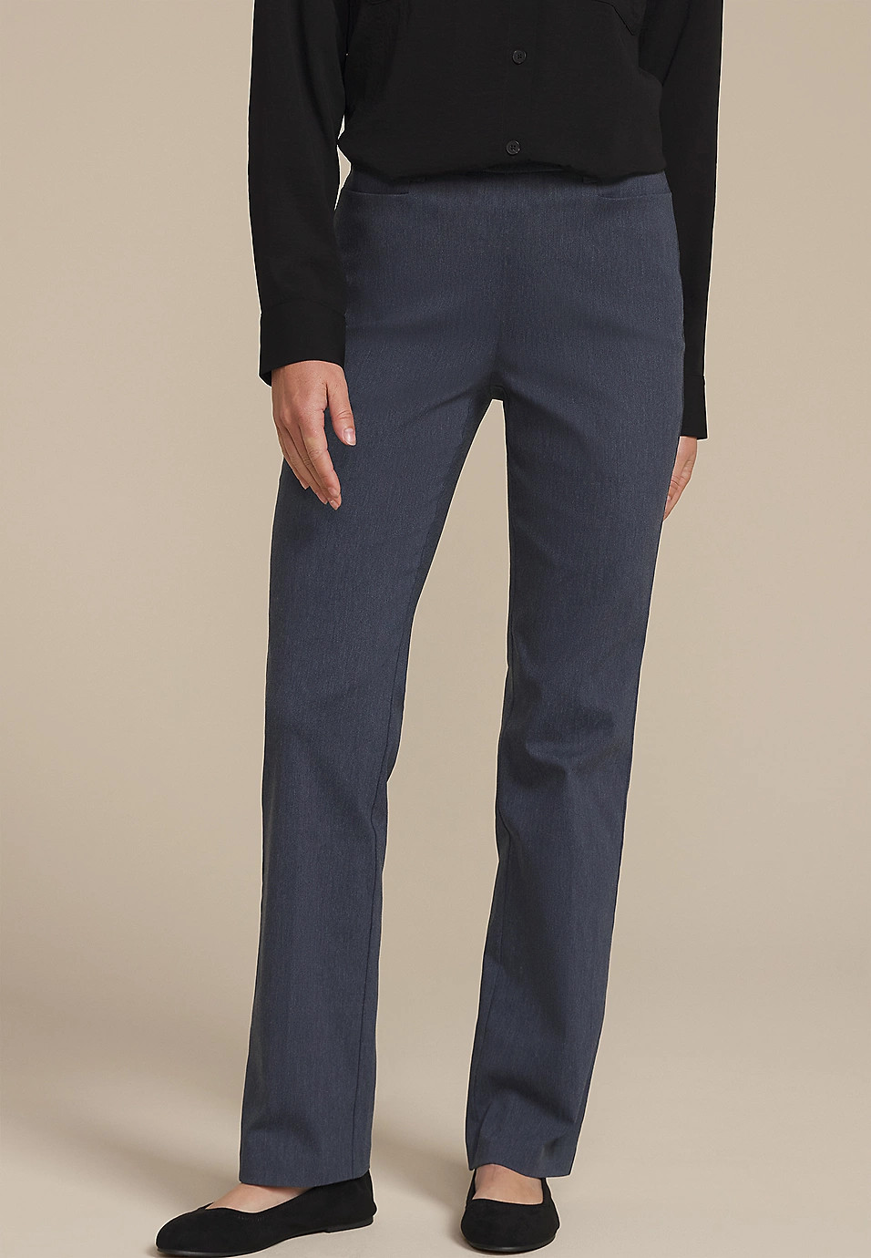 Faux Denim Bengaline Mid Rise Bootcut Pant | Maurices