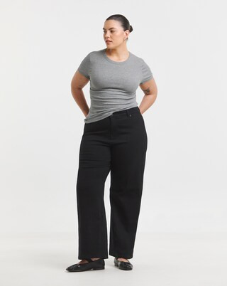 Black 24/7 Stretch Wide Leg Jeans | Simply Be | Simply Be (UK)
