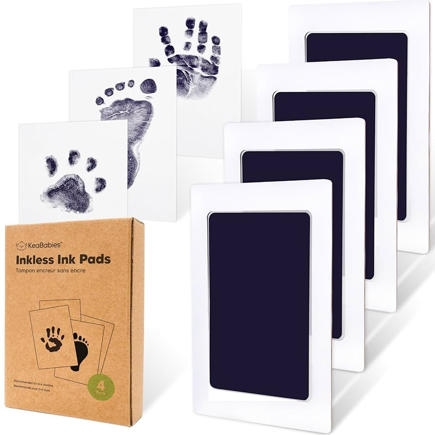 4-Pack Inkless Baby Hand and Footprint Kit - Mess Free Ink Pad for Newborn Keepsake, Dog Nose & P... | Amazon (US)