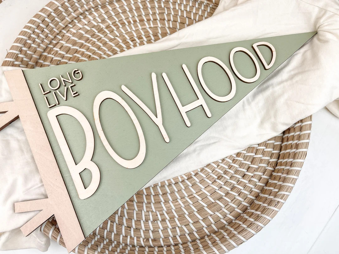 Long Live Boyhood Pennant, Large Wood Pennant, Boy Room Sign, Nursery Decor, Boho Nursery Decor, ... | Etsy (US)
