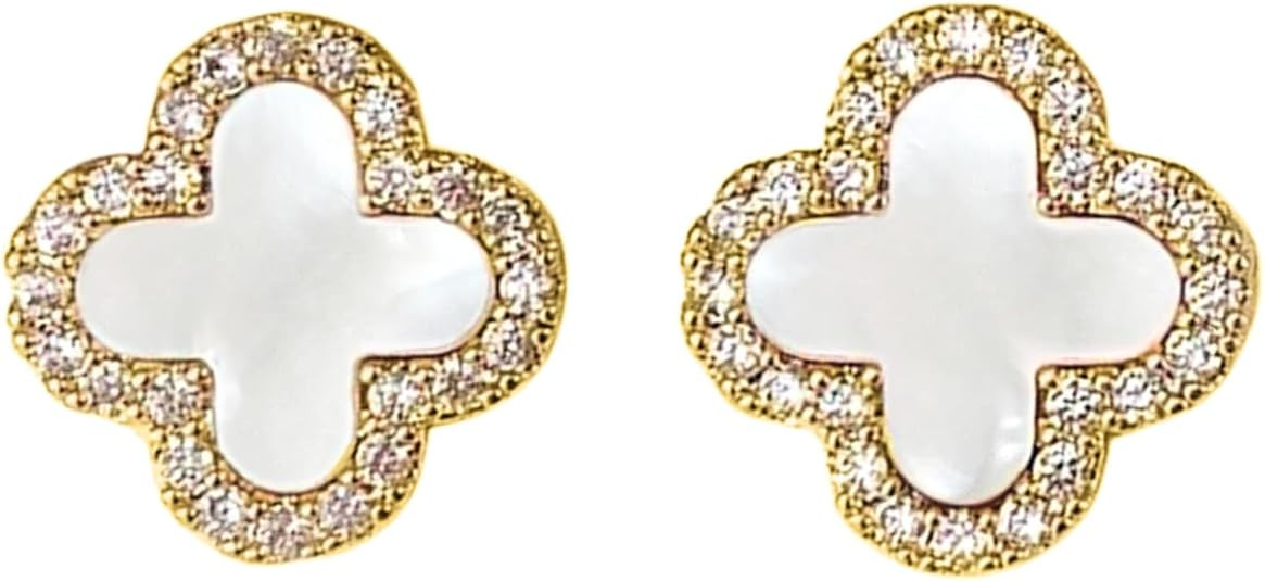 HighSpark Clover Earrings for Women | Hypoallergenic Studded Clover Stud Earrings | Lovely Gift -... | Amazon (US)