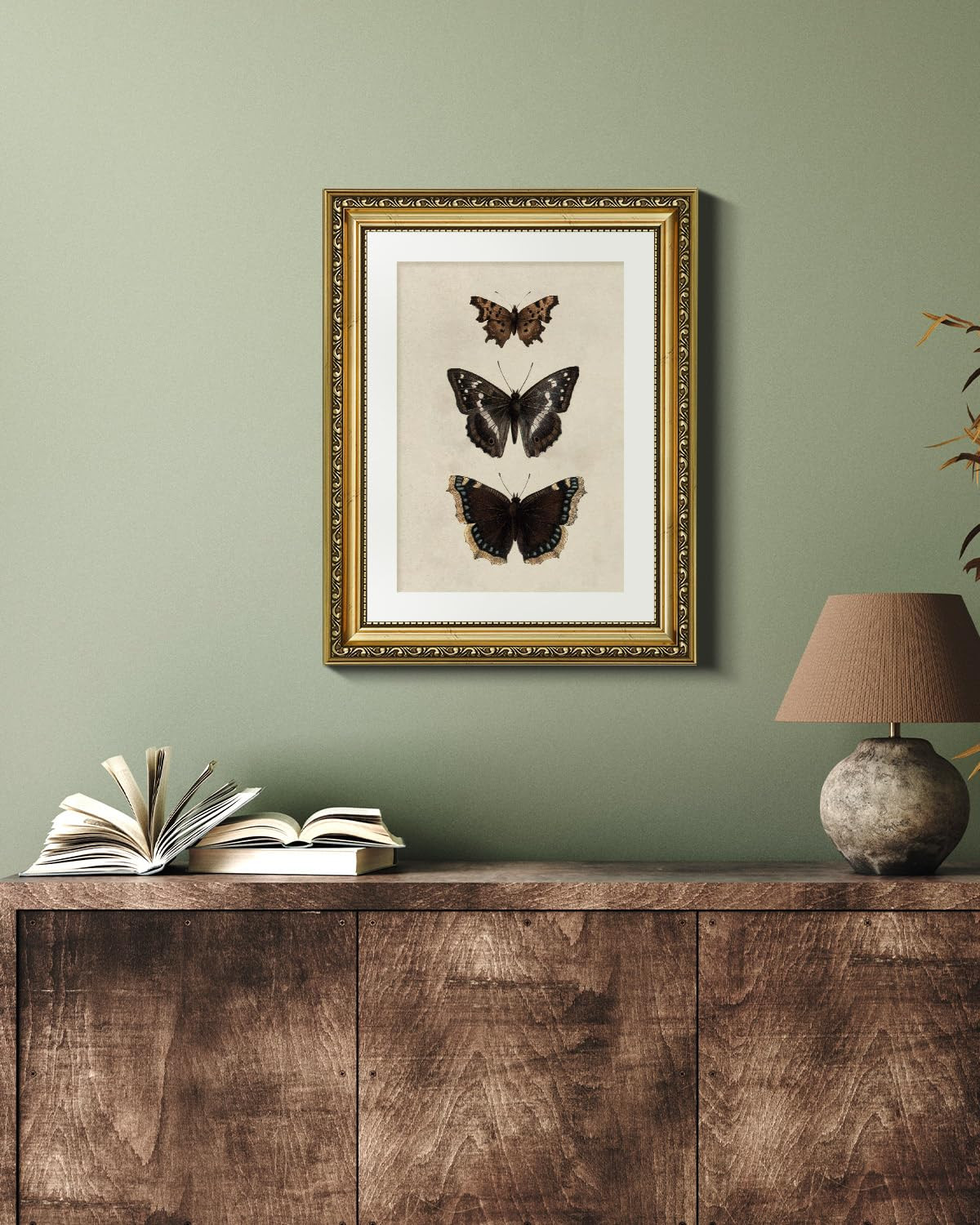 VIYYIEA Vintage Gold Framed Butterfly Wall Art, Bedroom Bathroom Shelf Retro Butterfly Illustrati... | Amazon (US)