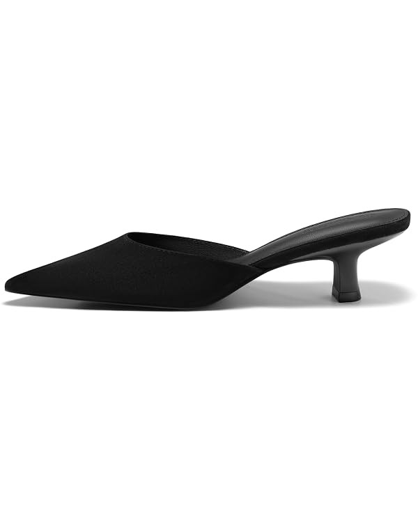 Coutgo Womens Kitten Low Heels Mules Closed Pointed Toe Pumps Slip On Backless Dress Shoes | Amazon (US)