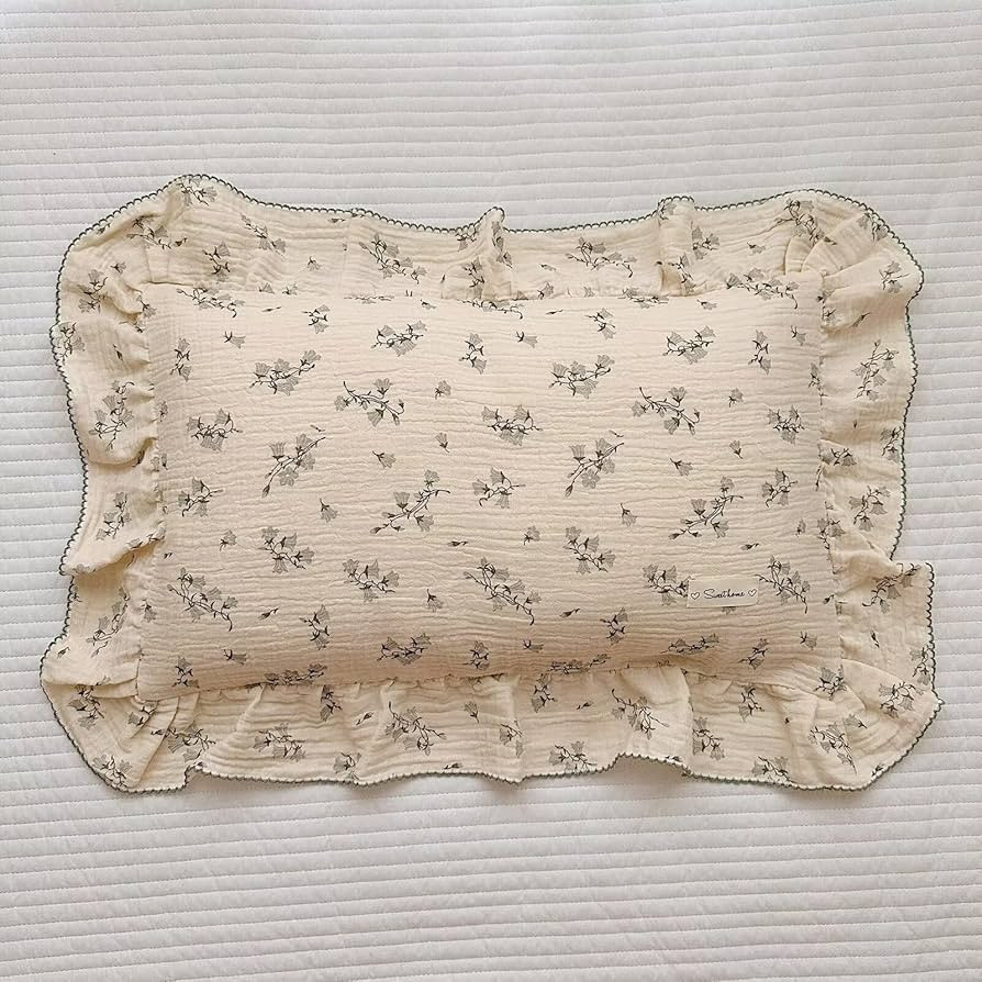 BuLuTu Cotton Muslin Toddler Pillowcase for Kids Girls Boys Ultra Breathable Floral Print Pillow ... | Amazon (US)