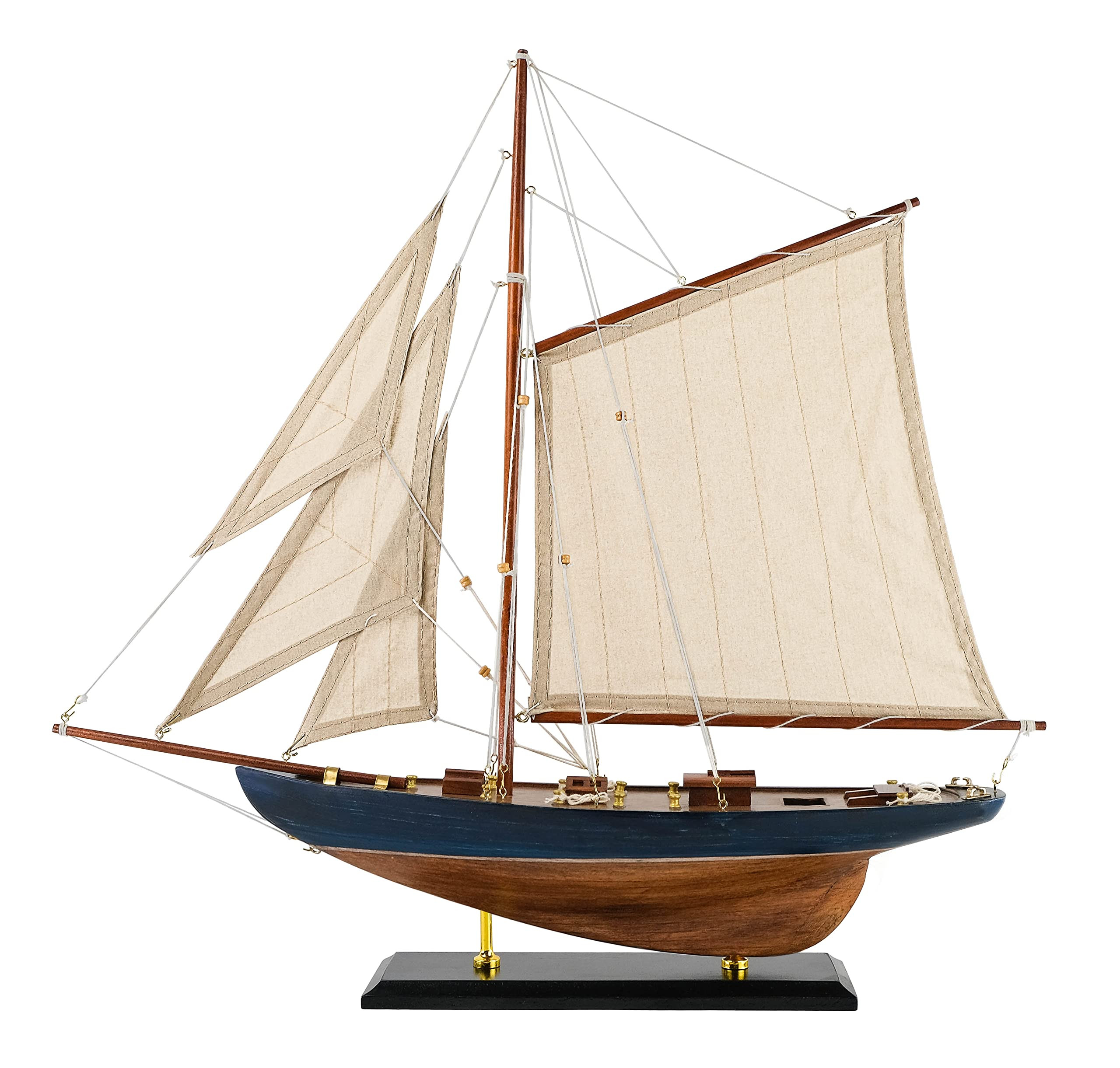 SAILINGSTORY Wooden Sailboat Decor Sailboat Model Boat Decor Ship Model Yacht Navy Antique Finish | Amazon (US)