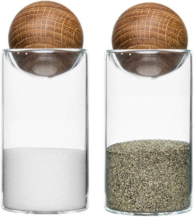 Sagaform Nature Collection Salt and Pepper Glass Salt & Pepper Shakers with Oak Stopper 4 1/2-Inc... | Amazon (US)