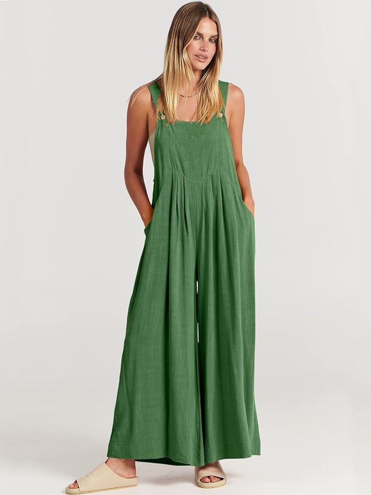 ANRABESS Women's Overalls Jumpsuit Casual Loose Sleeveless Adjustable Straps Bib Wide Leg Outfits... | Amazon (US)