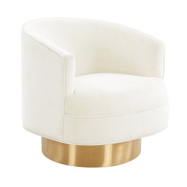 TOV Furniture Stella Cream Upholstered Velvet Swivel Chair by Inspire Me! Home Décor - Walmart.c... | Walmart (US)
