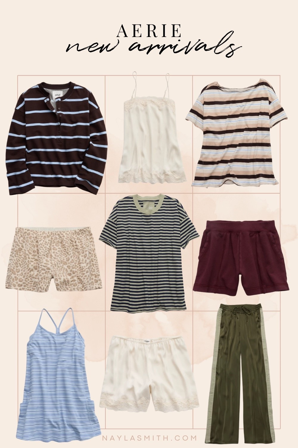 Aerie summer to fall new arrivals! Striped tees, leopard print boxer shorts, trendy satin lace cami and shorts, satin track pants, comfy sweat shorts

#LTKsummer #LTKstyletip