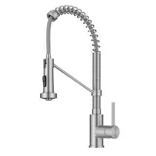 KRAUS Bolden Single Handle 18-Inch Commercial Kitchen Faucet with Dual Function Pull Down Sprayhe... | The Home Depot