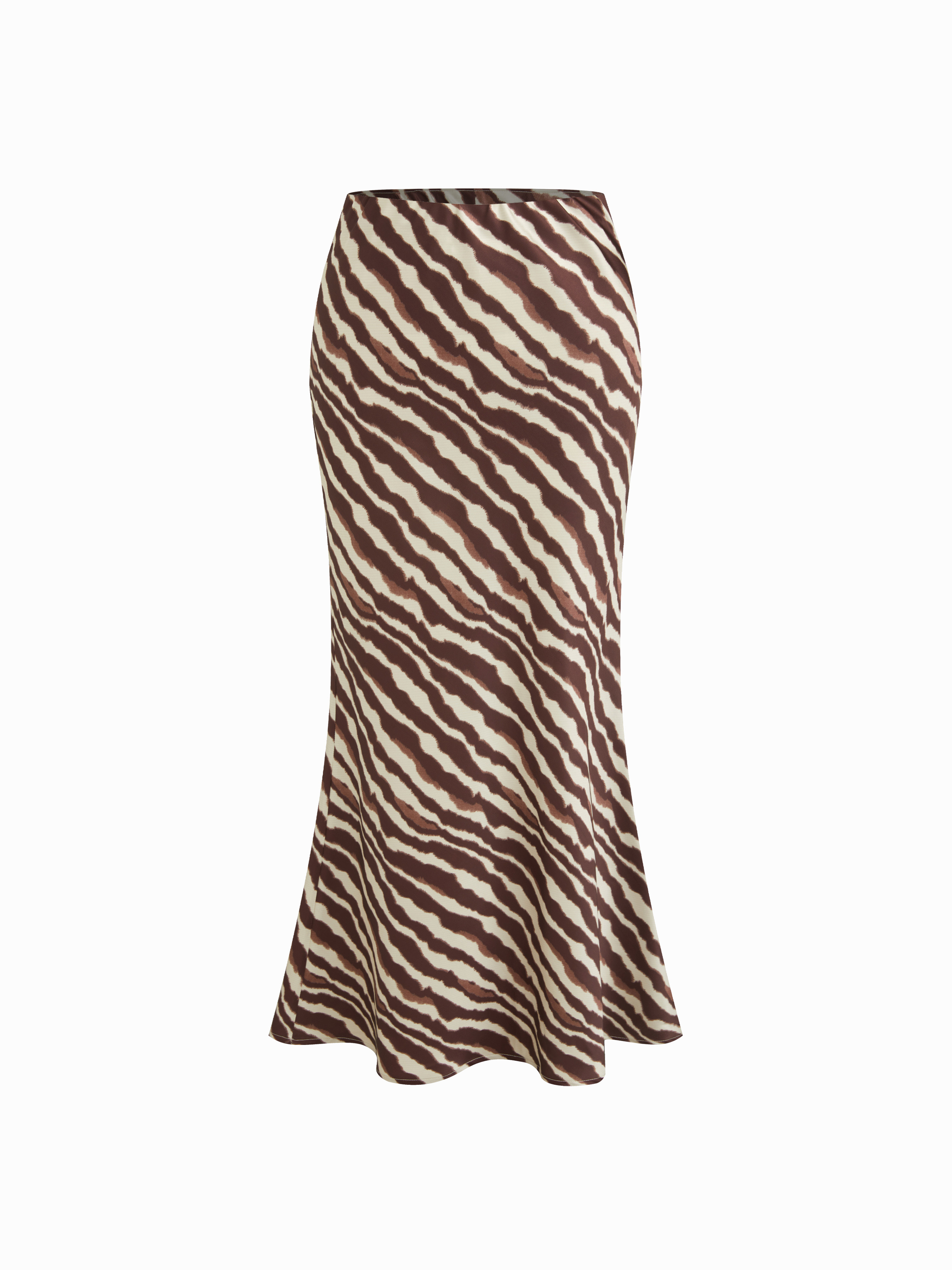 Satin Satin Low Rise Cow Print Mermaid Maxi Skirt For Daily Casual | Cider