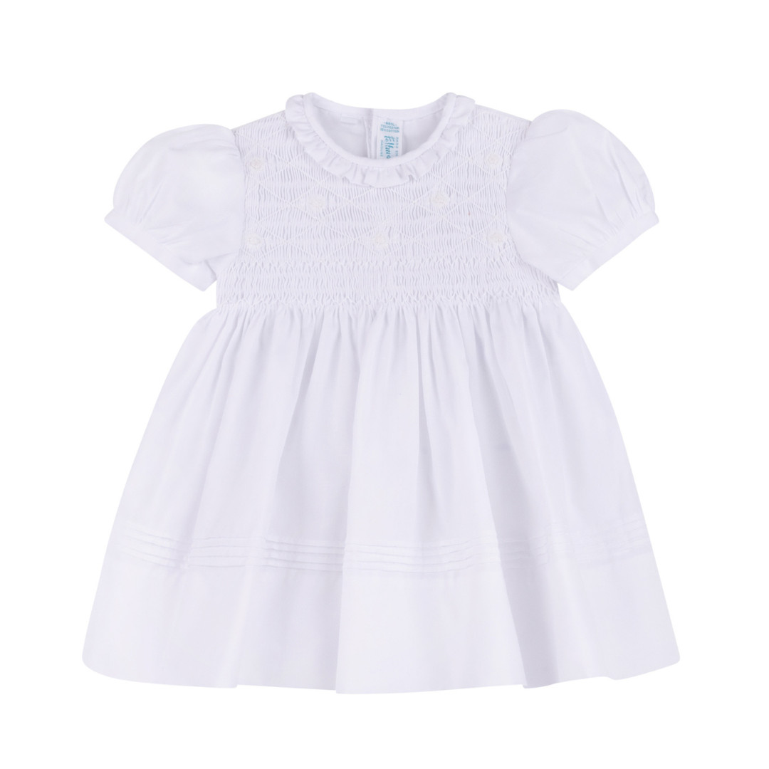 Girls White Floral Smocked Dress | Feltman Brothers