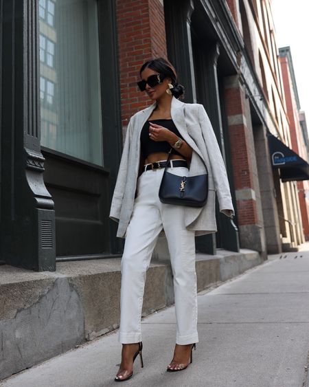Chic modern Summer outfit ideas 
Mango linen blazer wearing an XS
Black tube top via Nordstrom wearing an XS
Walmart white cargo pants wearing a 0
Saint Laurent belt
Saint Laurent sunglasses


#LTKstyletip #LTKunder50 #LTKunder100