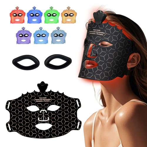 Red Light Mask for Face - 7 Colors Cordless Silicone Face Mask, Facial Mask Skincare at Home, Skin Care Mask Suitable for Women, Soft Flexible, Portable | Amazon (US)
