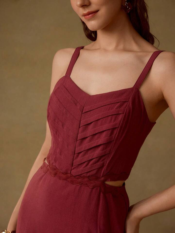 MOTF LINEN SPLIT THIGH CUT OUT DRESS | SHEIN