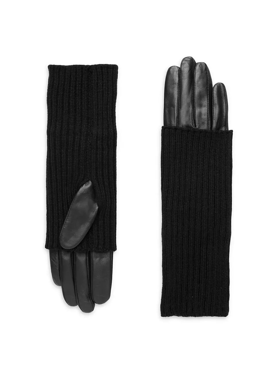 Touch Tech Leather & Knit Gloves | Saks Fifth Avenue