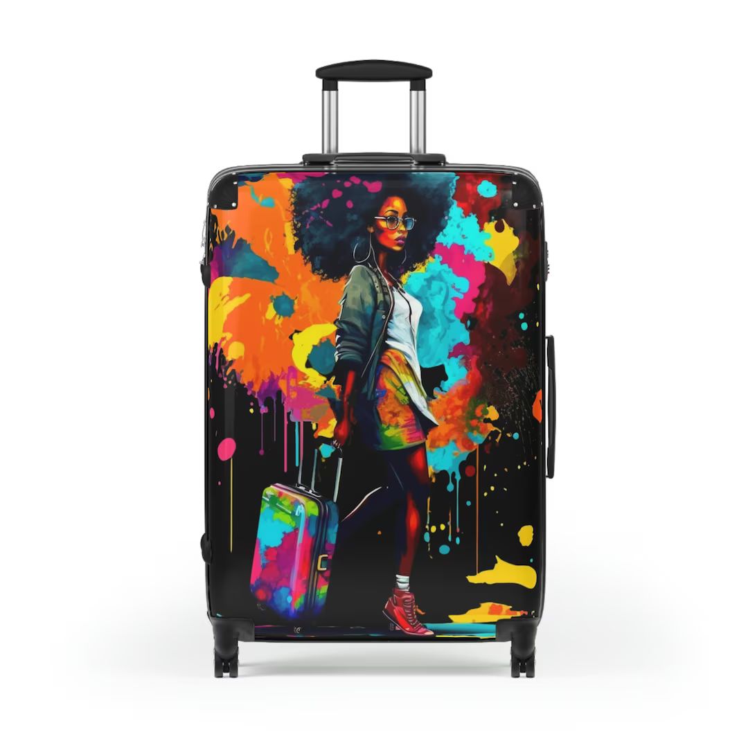 Colorful Afro Lady Suitcase - Etsy | Etsy (US)