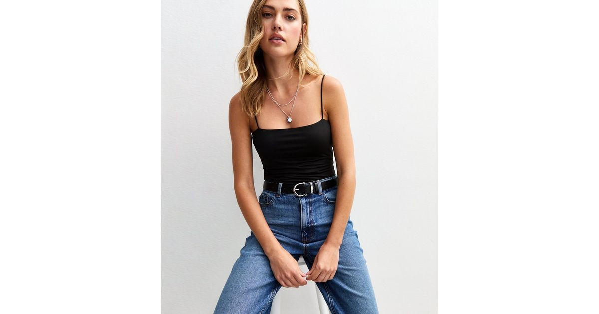 Black Square Neck Slinky Jersey Bodysuit 
						
						Add to Saved Items
						Remove from Saved... | New Look (UK)