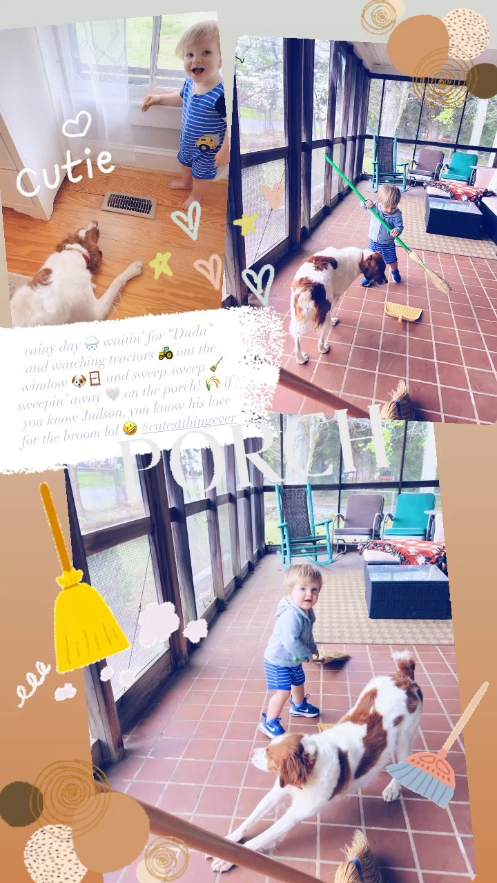 rainy day 🌧️ waitin’ for “Dada”
and watching tractors 🚜 out the window 🐶🪟 and sweep sweep 🧹 sweepin’ away 🤍 on the porch! 🌾 if you know Judson, you know his love for the broom lol 🤣 #cutestthingever

#LTKhome #LTKfamily #LTKbaby