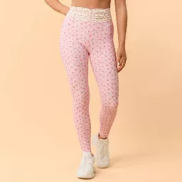 Blogilates Women's Ruched Waist Leggings - Pink Floral XS | Target