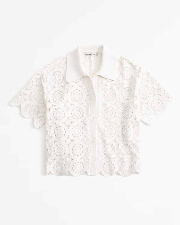 Crochet-Style Mosaic Tile Polo | Abercrombie & Fitch (US)