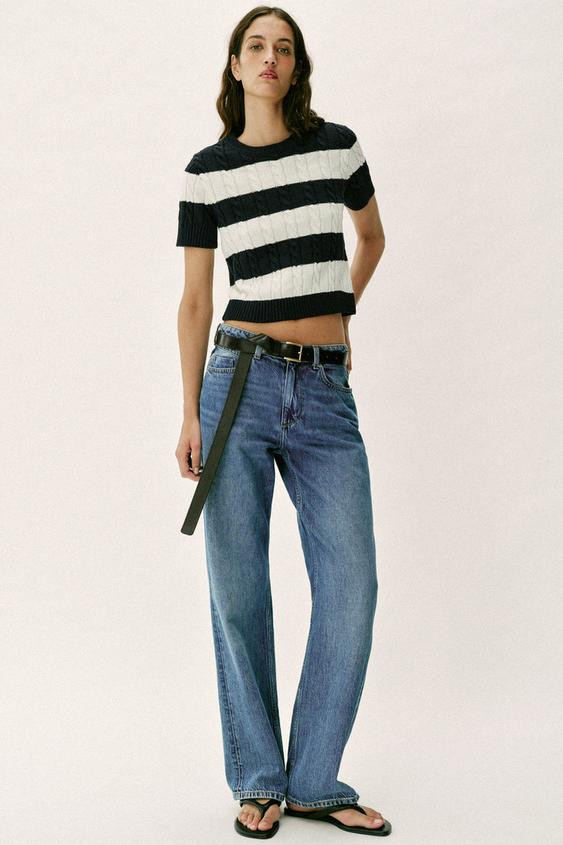 CABLE-KNIT STRIPED JUMPER | Zara UK