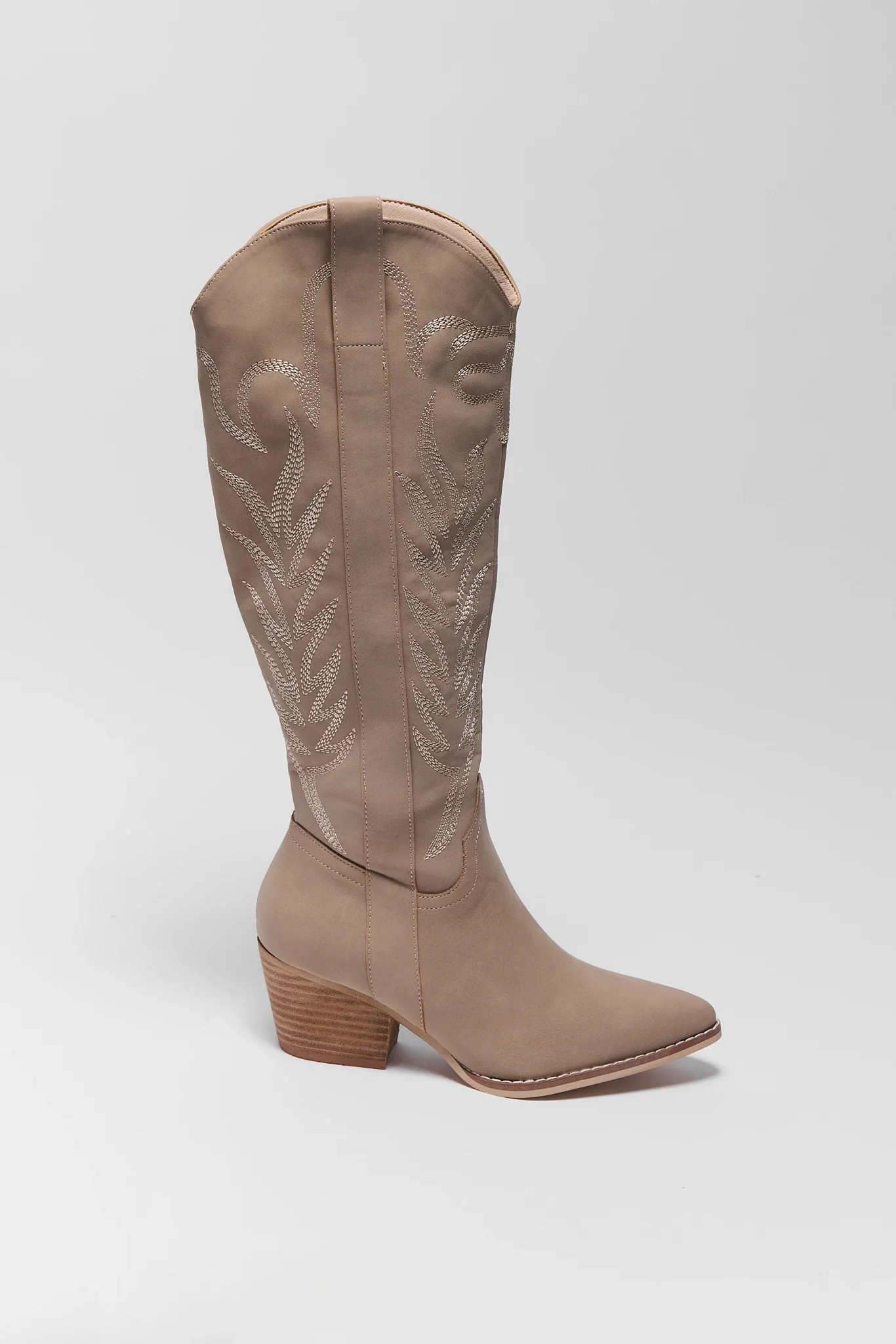Tan Embroidered Tall Boots | Avara