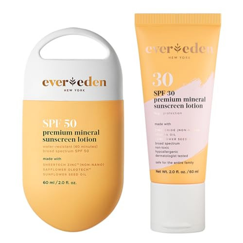 Evereden Kids Sun Protection set - Sunscreen SPF 50 and SPF30: Baby-Safe Whole-Family Mineral Sunscreens for face and body - UVA/UVB Protection, Non-Toxic, Water-Resistant - Clean and Safe ingredients | Amazon (US)