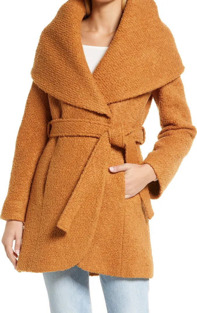 Rachel Parcell Wool Blend Bouclé Wrap Coat | Nordstrom | Nordstrom