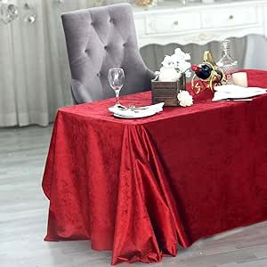 TABLECLOTHSFACTORY 90 x 132 Inch Wine Rectangle Tablecloth - Premium Velvet Table Cloth for Weddi... | Amazon (US)