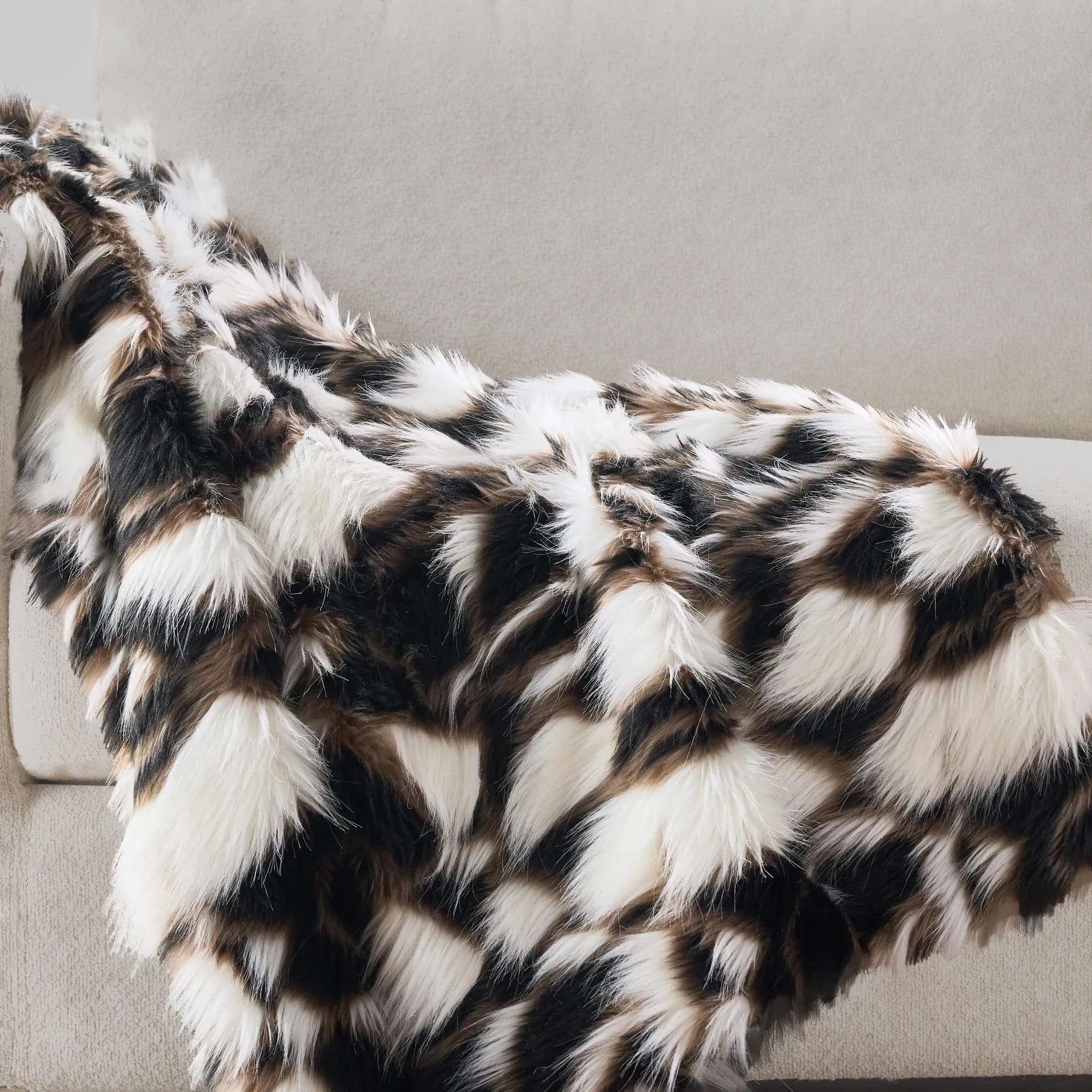Neve Cozy Chic Faux Fur Black and White Throw | Animal Print Blanket | Z Gallerie | 50" x 60" | Soft Luxury, Bold Patterned Thro | Z Gallerie